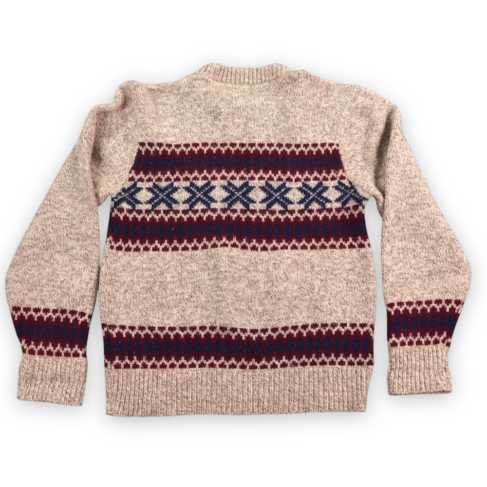 VTG‎ Jamaica Bay Fair Isle Sweater Mens Medium Brown Oatmeal Crew Neck Made USA